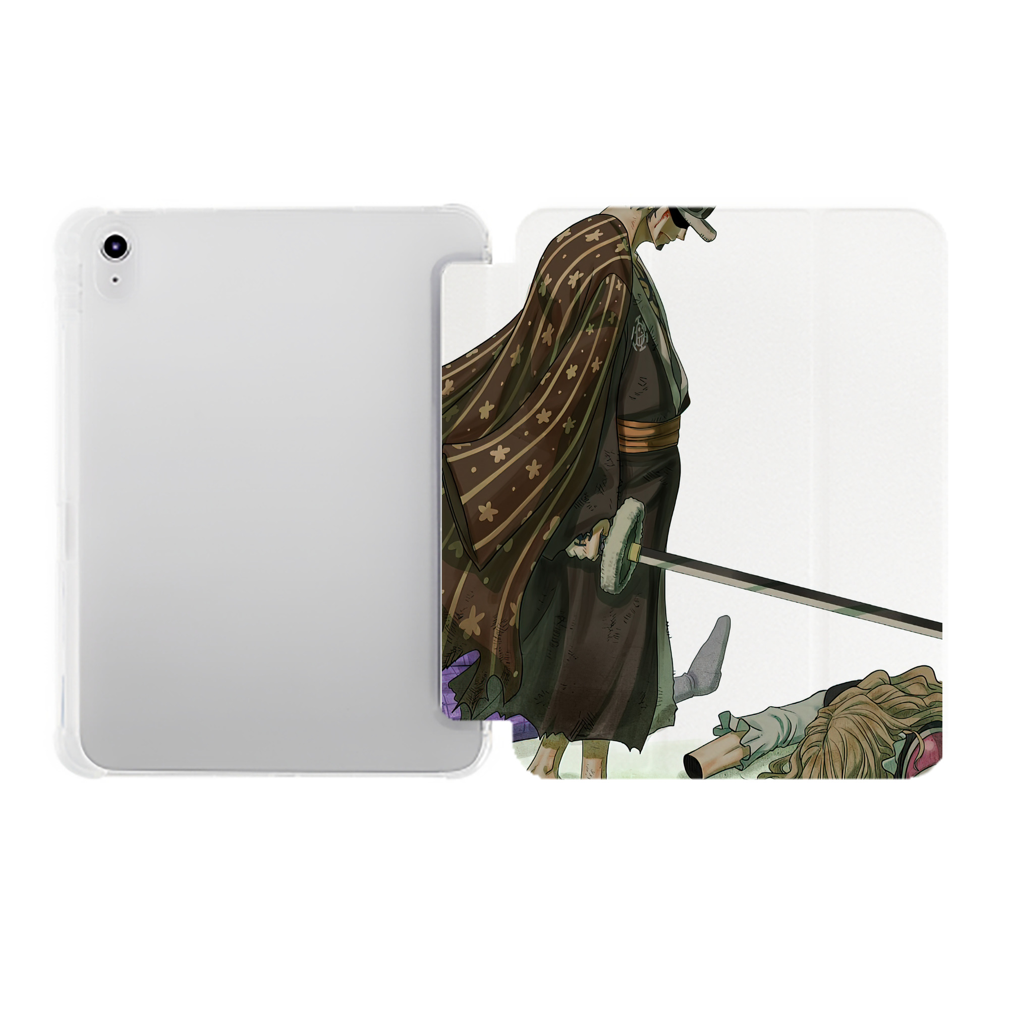 （画像用） ワンピース ONE PIECE IPad ケース ペン収納付き 三つ折りスタンド PUレザー×シリコン 対応機種9.5/10.5/10.9インチ